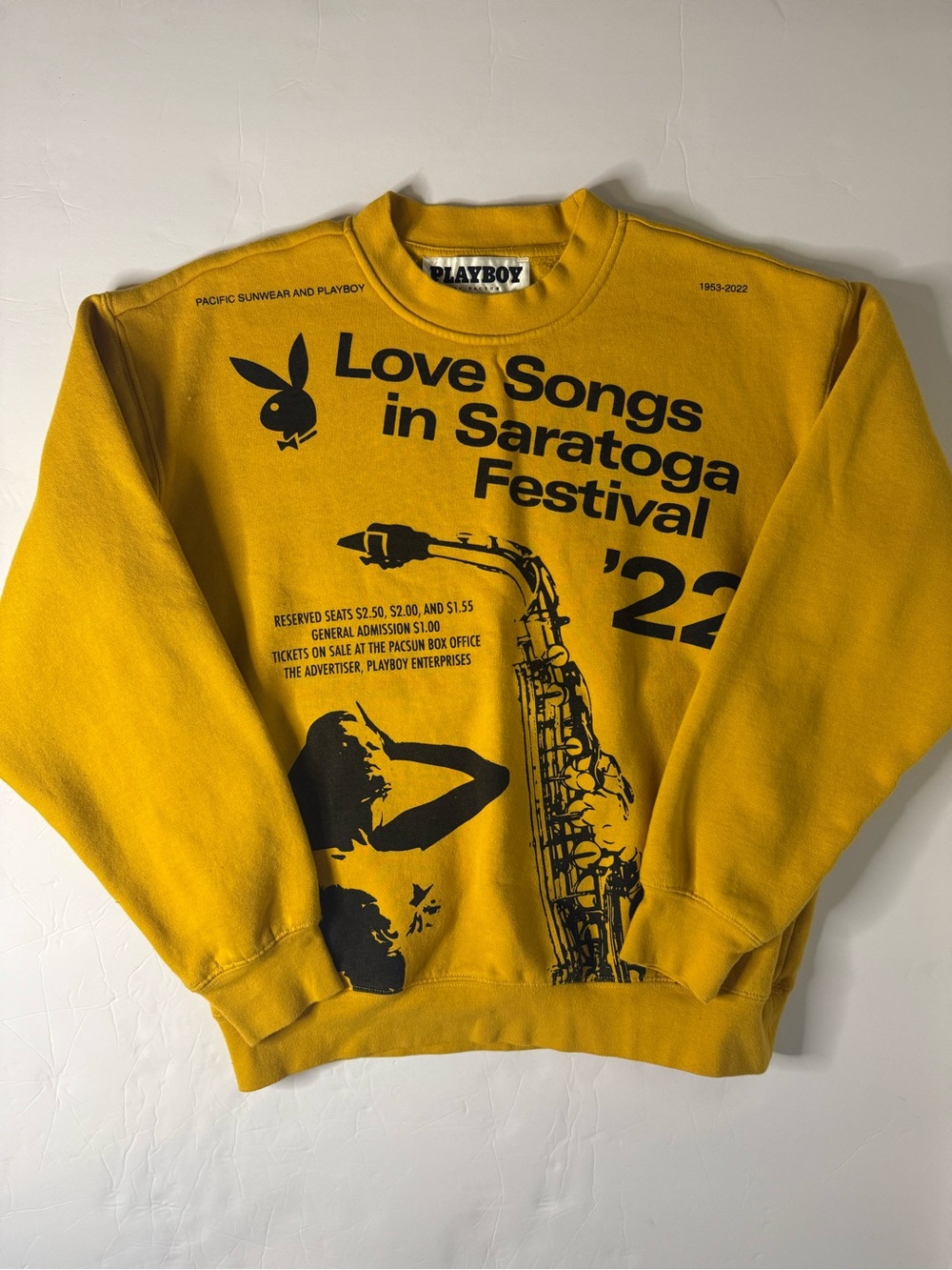 PLAYBOY Yellow Crewneck with Black Festival Graphic